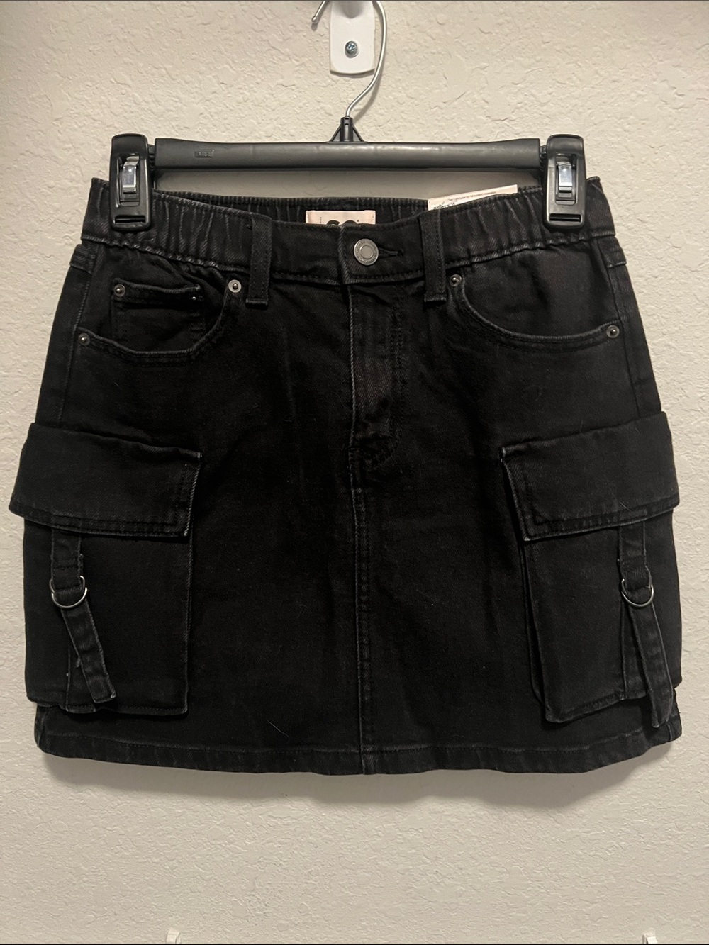 SO Black Cargo Denim Mini Skirt D-Ring Utility High Rise - NWT Size 3